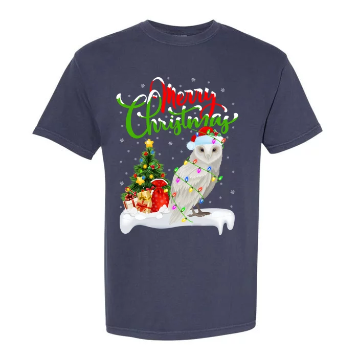 Funny Snowy Owl Bird Lover Xmas Lighting Snowy Owl Christmas Gift Garment-Dyed Heavyweight T-Shirt