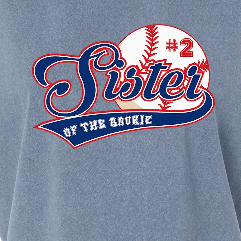 funny Sister of Rookie 2nd Birthday Baseball Party Garment-Dyed Women's Muscle Tee