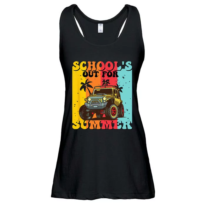 Funny School's Out For Summer Teacher Summer Vacation Groovy Ladies Essential Flowy Tank