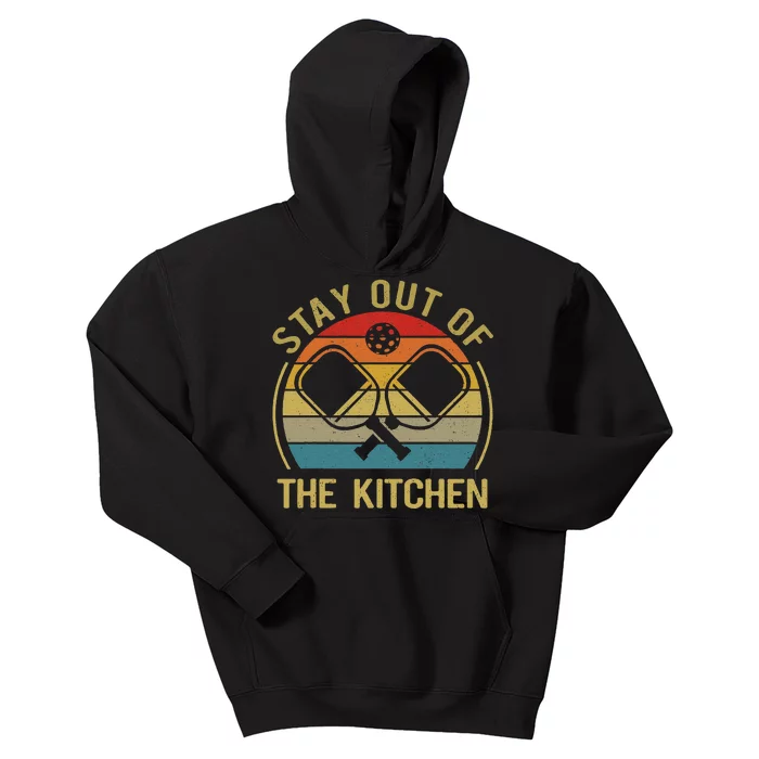 Funny Stay Out Of The Kitchen Pickleball Kids Hoodie