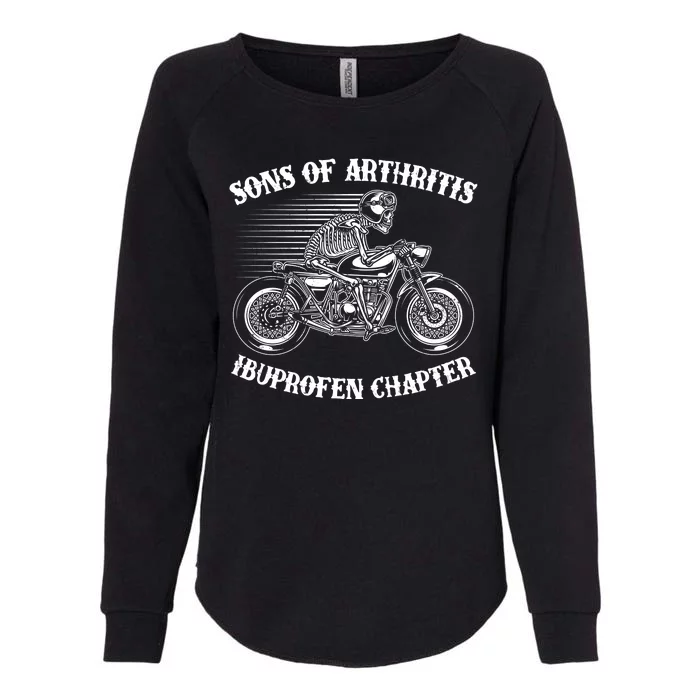 Funny Sons Of Arthritis Ibuprofen Chapter Skeleton Motorcycle Womens California Wash Sweatshirt