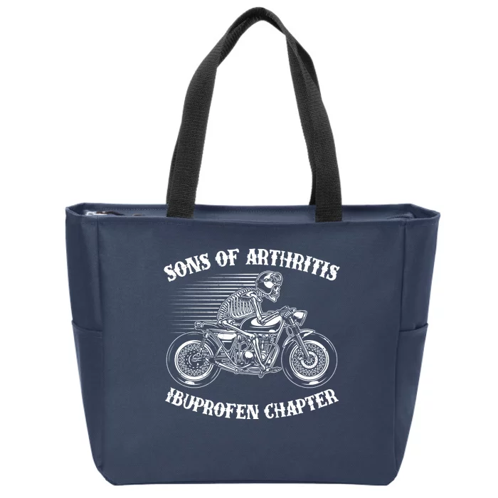 Funny Sons Of Arthritis Ibuprofen Chapter Skeleton Motorcycle Zip Tote Bag