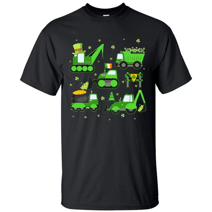 Funny St Patricks Day Crane Truck Construction Boy Tall T-Shirt