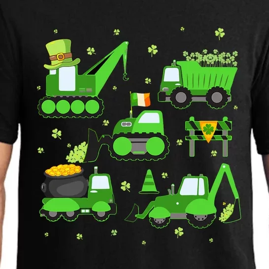 Funny St Patricks Day Crane Truck Construction Boy Pajama Set