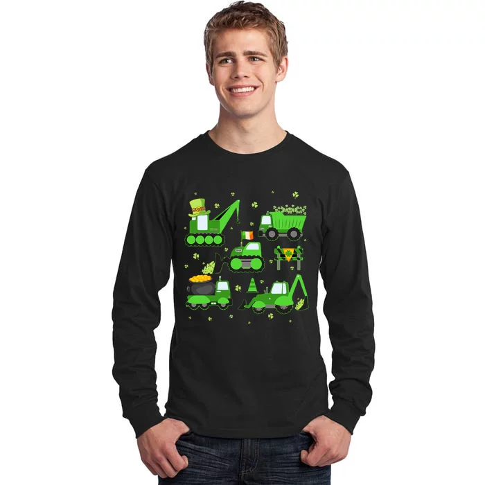 Funny St Patricks Day Crane Truck Construction Boy Tall Long Sleeve T-Shirt