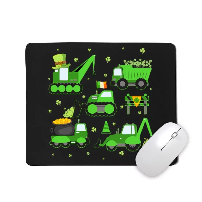 Funny St Patricks Day Crane Truck Construction Boy Mousepad