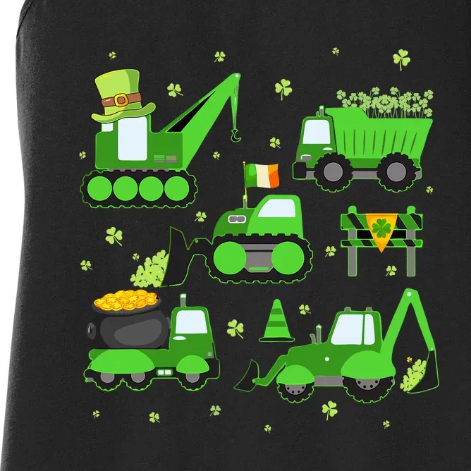 Funny St Patricks Day Crane Truck Construction Boy Women's Racerback Tank