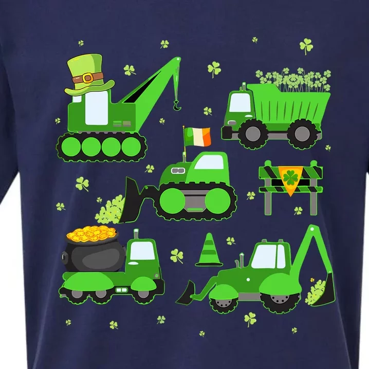 Funny St Patricks Day Crane Truck Construction Boy Sueded Cloud Jersey T-Shirt