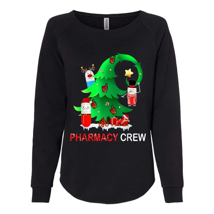 Funny Snow Pharmacy Crew Reindeer Santa Hat Christmas Gift Womens California Wash Sweatshirt