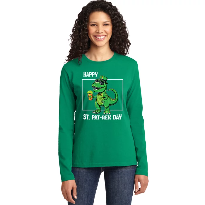 Funny Saint Patrick Beer Rex Design Happy St Patrex Day Meaningful Gift Ladies Long Sleeve Shirt