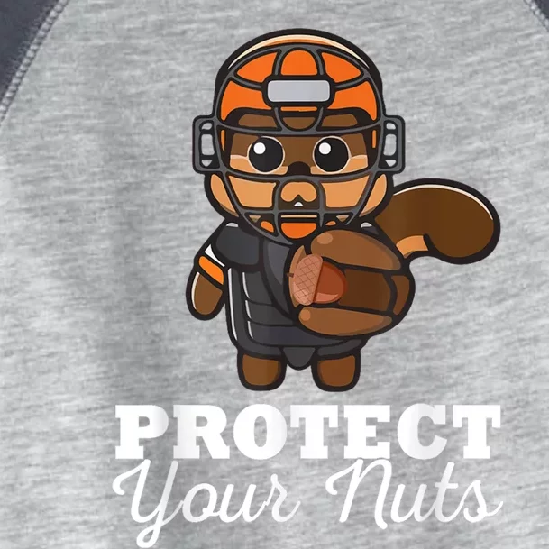 Funny Squirrel Protect Your Nuts Baseball Catcher Animal Cool Gift Toddler Fine Jersey T-Shirt