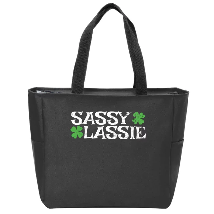 Funny St Pattys Day St Patricks Day Women Sassy Lassie Gift Zip Tote Bag