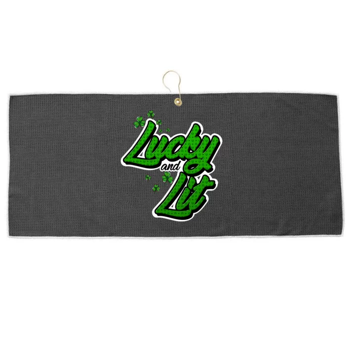 Funny St Paddy's Day Lycky And Lit Large Microfiber Waffle Golf Towel