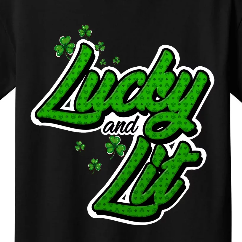 Funny St Paddy's Day Lycky And Lit Kids T-Shirt