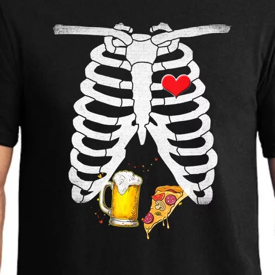 Funny Skeleton Pregnancy Pizza Beer Xray Halloween Soon Dad Gift Pajama Set