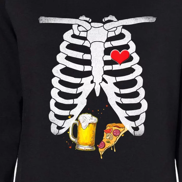 Funny Skeleton Pregnancy Pizza Beer Xray Halloween Soon Dad Gift Womens California Wash Sweatshirt