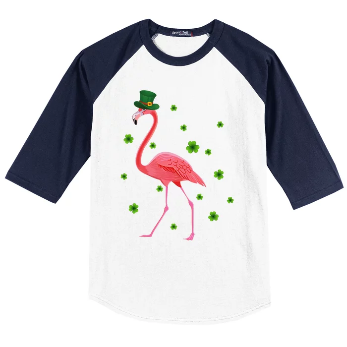 Flamingo St Patricks Day Flamingo Lover Shamrock Baseball Sleeve Shirt