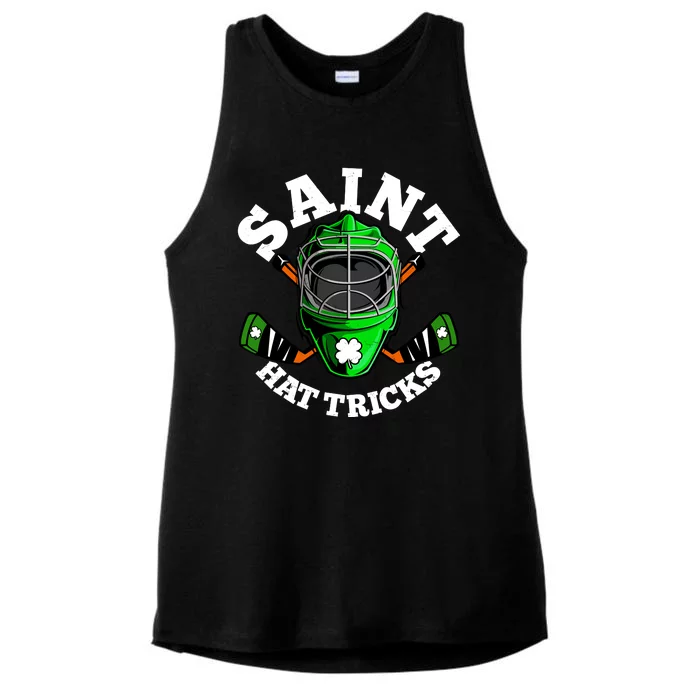 Funny St Patrick's Day Saint Hat Tricks Hockey Player Fan Ladies Tri-Blend Wicking Tank