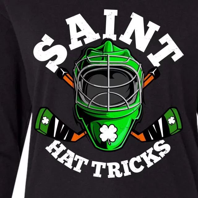 Funny St Patrick's Day Saint Hat Tricks Hockey Player Fan Womens Cotton Relaxed Long Sleeve T-Shirt