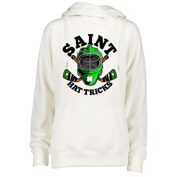 Funny St Patrick's Day Saint Hat Tricks Hockey Player Fan Womens Funnel Neck Pullover Hood