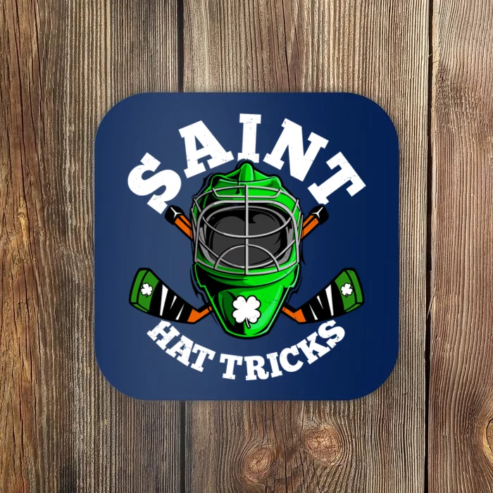 Funny St Patrick's Day Saint Hat Tricks Hockey Player Fan Coaster