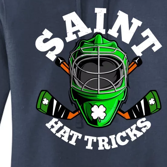 Funny St Patrick's Day Saint Hat Tricks Hockey Player Fan Women's Pullover Hoodie