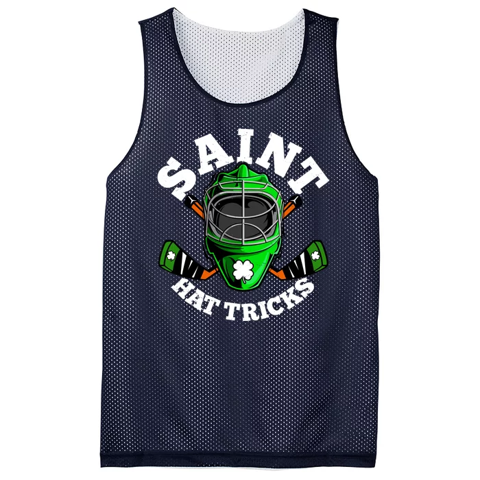 Funny St Patrick's Day Saint Hat Tricks Hockey Player Fan Mesh Reversible Basketball Jersey Tank