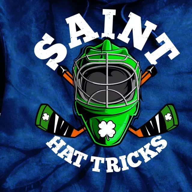 Funny St Patrick's Day Saint Hat Tricks Hockey Player Fan Tie Dye Hoodie