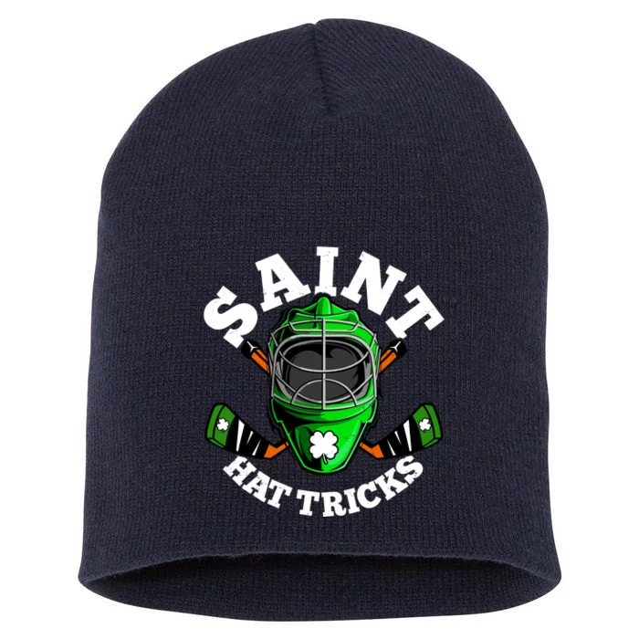 Funny St Patrick's Day Saint Hat Tricks Hockey Player Fan Short Acrylic Beanie