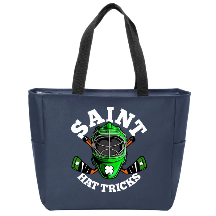 Funny St Patrick's Day Saint Hat Tricks Hockey Player Fan Zip Tote Bag