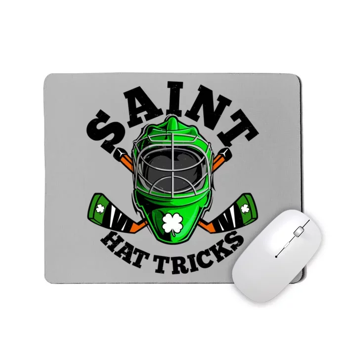 Funny St Patrick's Day Saint Hat Tricks Hockey Player Fan Mousepad