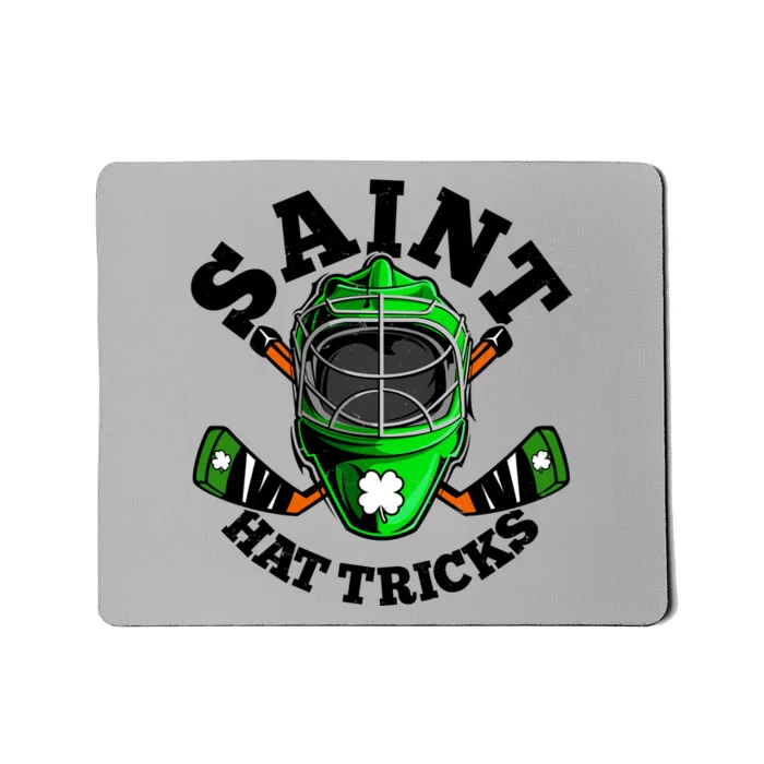 Funny St Patrick's Day Saint Hat Tricks Hockey Player Fan Mousepad