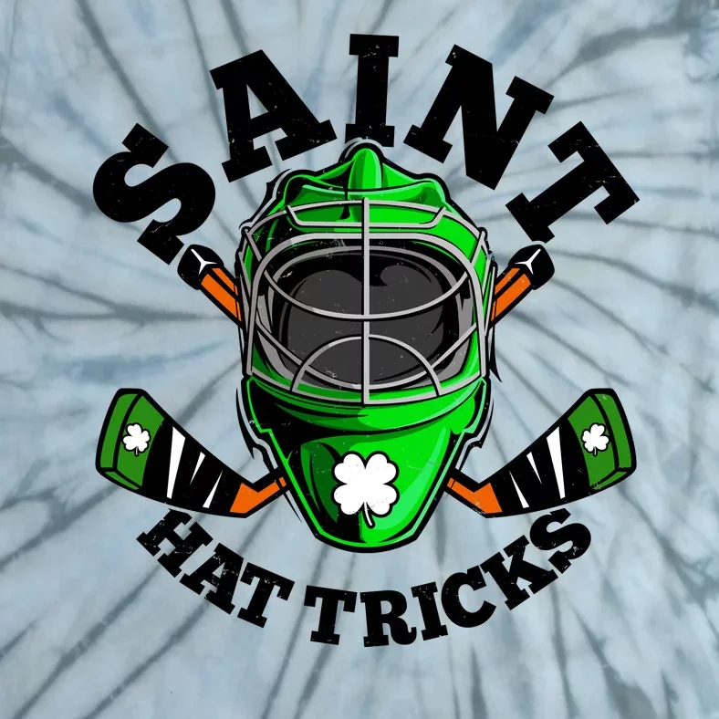 Funny St Patrick's Day Saint Hat Tricks Hockey Player Fan Tie-Dye T-Shirt