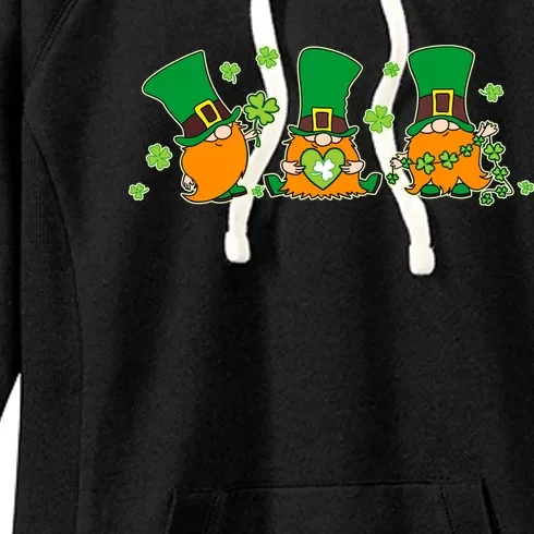 Funny St Patrick's Day Lucky Shamrocks Gnomes Women's Fleece Hoodie