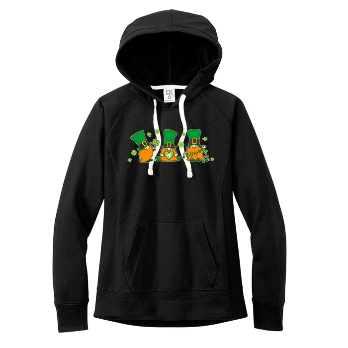 Funny St Patrick's Day Lucky Shamrocks Gnomes Women's Fleece Hoodie