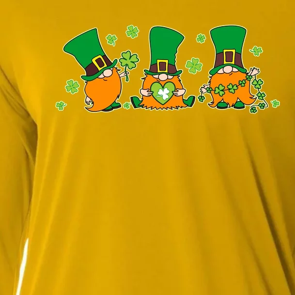 Funny St Patrick's Day Lucky Shamrocks Gnomes Cooling Performance Long Sleeve Crew