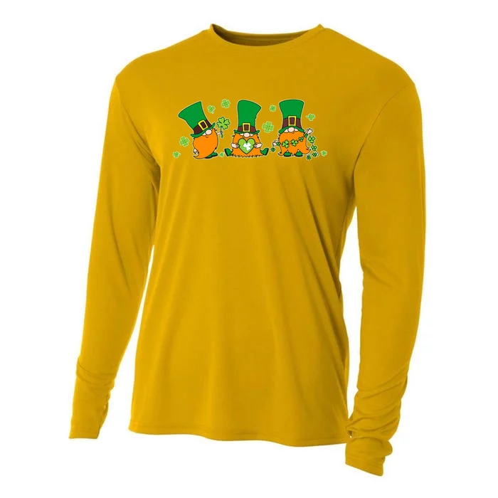 Funny St Patrick's Day Lucky Shamrocks Gnomes Cooling Performance Long Sleeve Crew