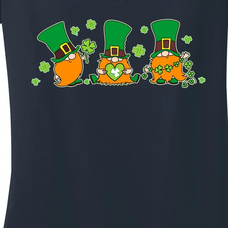 Funny St Patrick's Day Lucky Shamrocks Gnomes Women's V-Neck T-Shirt