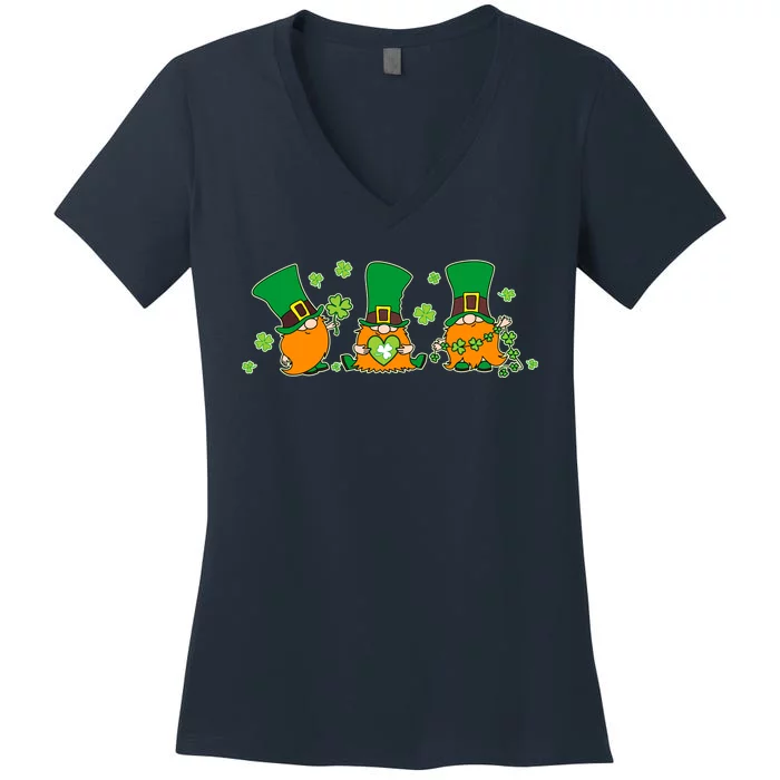 Funny St Patrick's Day Lucky Shamrocks Gnomes Women's V-Neck T-Shirt