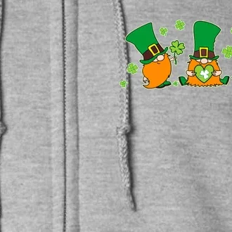 Funny St Patrick's Day Lucky Shamrocks Gnomes Full Zip Hoodie