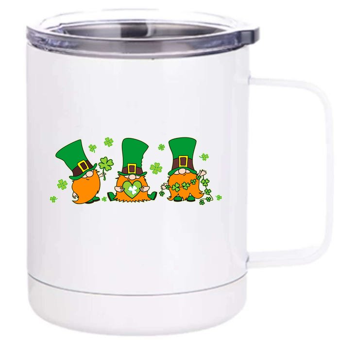 Funny St Patrick's Day Lucky Shamrocks Gnomes Front & Back 12oz Stainless Steel Tumbler Cup