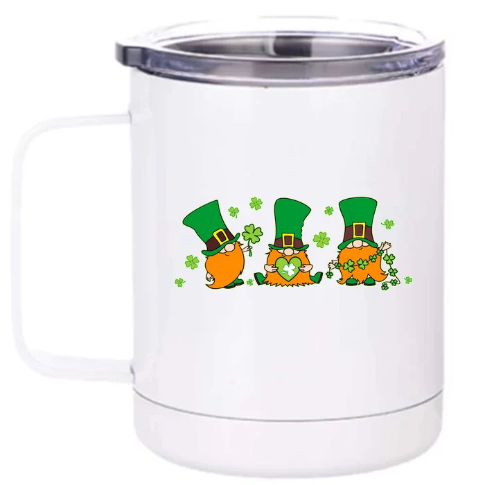 Funny St Patrick's Day Lucky Shamrocks Gnomes Front & Back 12oz Stainless Steel Tumbler Cup