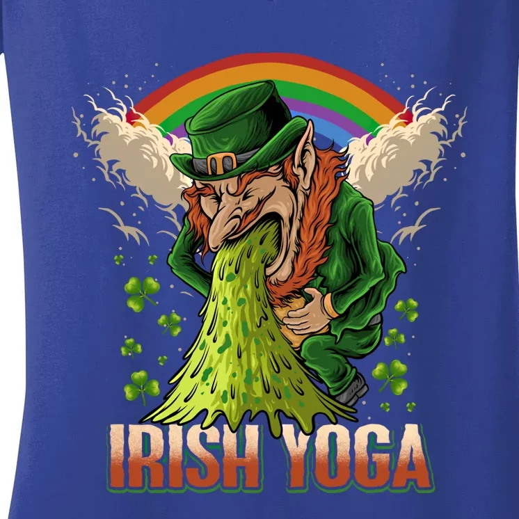 Funny St Patricks Day Drunk Leprechaun Puke Irish Yoga Meaningful Gift Women's V-Neck T-Shirt