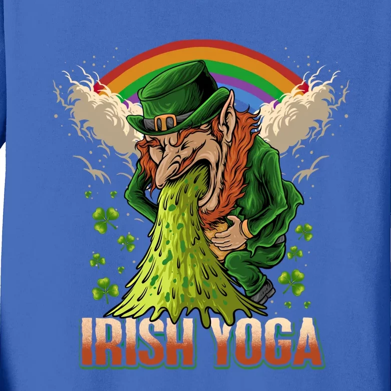 Funny St Patricks Day Drunk Leprechaun Puke Irish Yoga Meaningful Gift Kids Long Sleeve Shirt