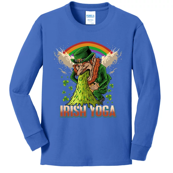 Funny St Patricks Day Drunk Leprechaun Puke Irish Yoga Meaningful Gift Kids Long Sleeve Shirt