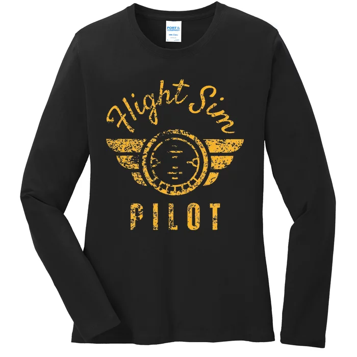 Flight Simulator Pilot Ladies Long Sleeve Shirt