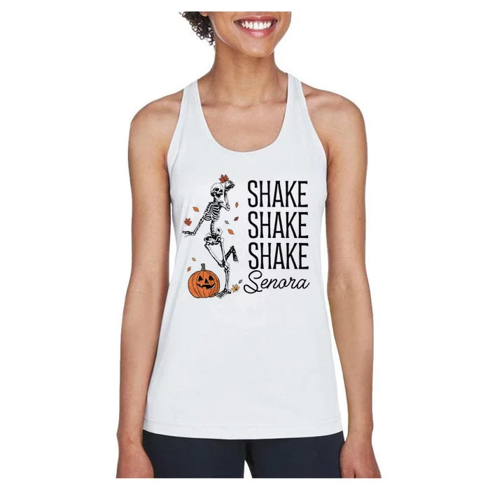 Funny Skeleton Pumkin Halloween Women's Racerback Tank