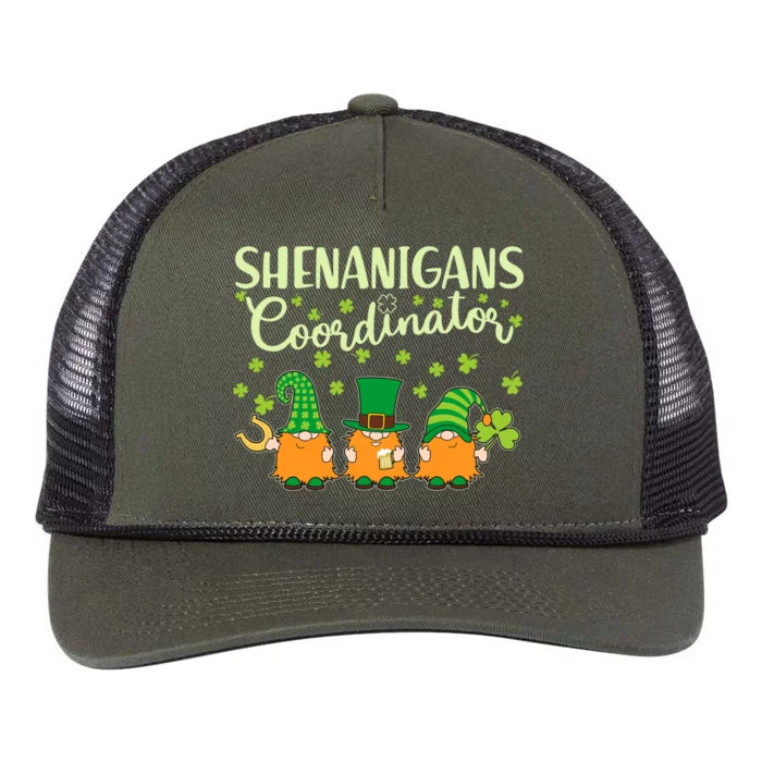 Funny St Patricks Day Shenanigans Coordinator Gnomes Retro Rope Trucker Hat Cap