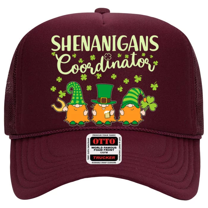 Funny St Patricks Day Shenanigans Coordinator Gnomes High Crown Mesh Trucker Hat