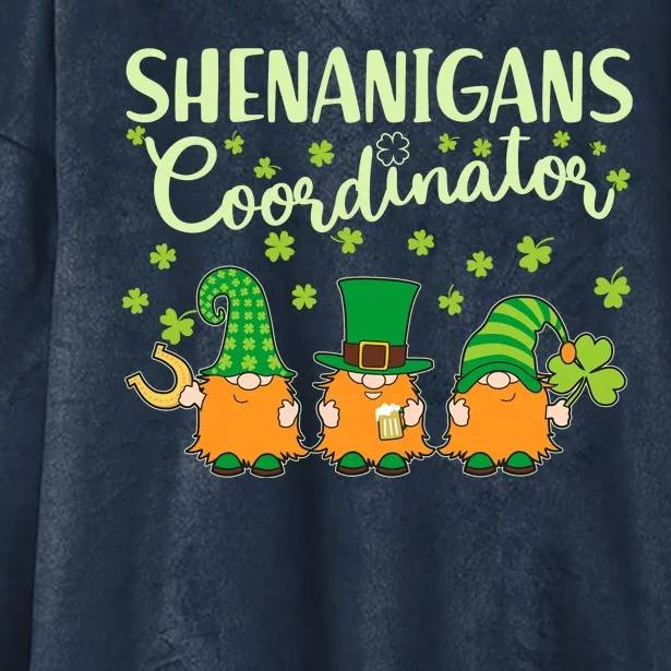 Funny St Patricks Day Shenanigans Coordinator Gnomes Hooded Wearable Blanket